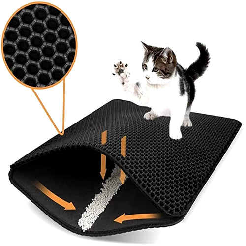 Cat Litter Mat Double Layer Waterproof Urine Proof Trapping Mat Easy to Clean Non-Slip Toilet Pad Cat Scratch Pad Large Foot Pad