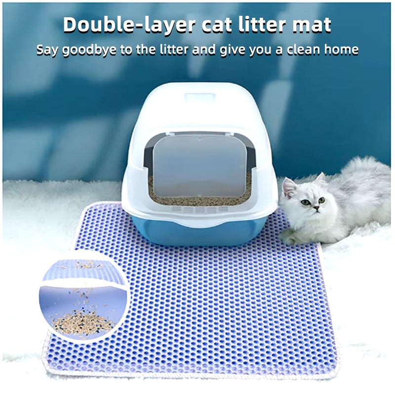 Cat Litter Mat Double Layer Waterproof Urine Proof Trapping Mat Easy to Clean Non-Slip Toilet Pad Cat Scratch Pad Large Foot Pad